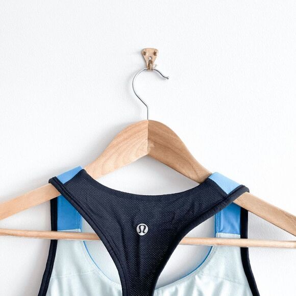 Lululemon Athletica Women Racerback Cardio Kick Tank Top Blue Black Size 6 - Picture 3 of 5